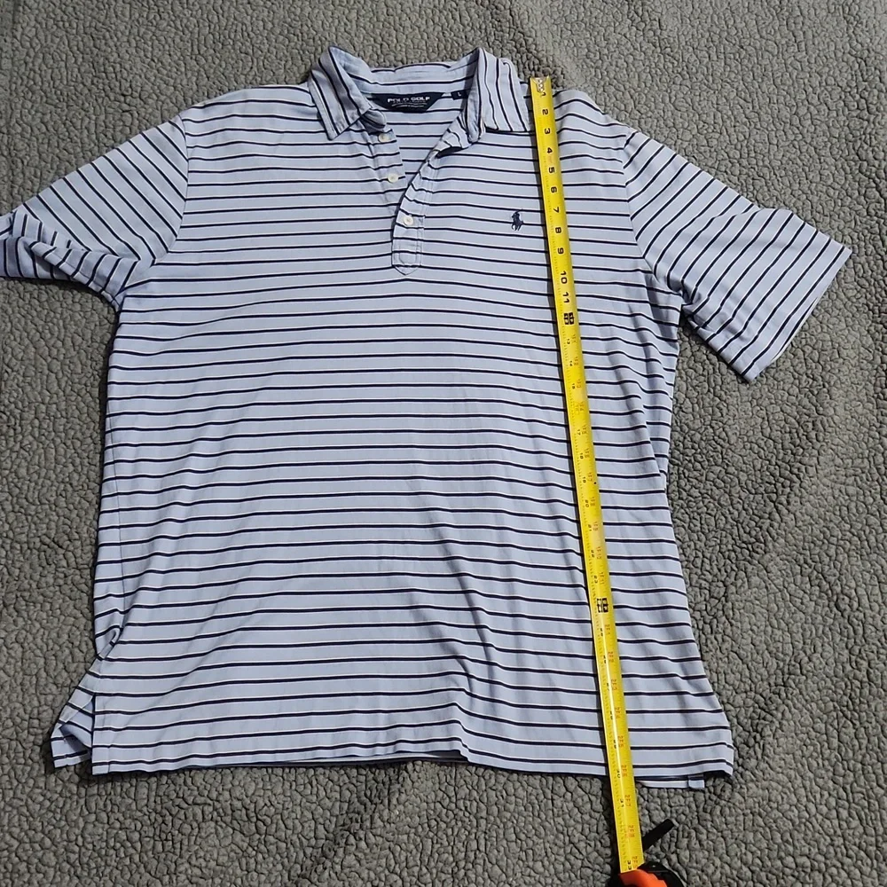 Men's Ralph Lauren Polo Golf shirt size large blue with stripes